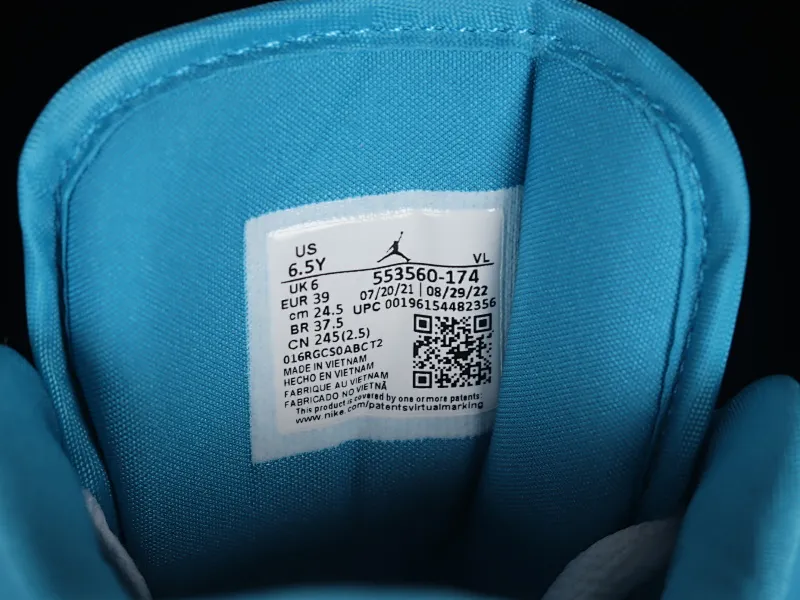 All categories Air Jordan Jordan series basketball shoes Air Jordan 1 Low Z version Air Jordan 1 Low "Aquatone" Joe 1 blue and white low-top cultural and casual sneakers 553560-174